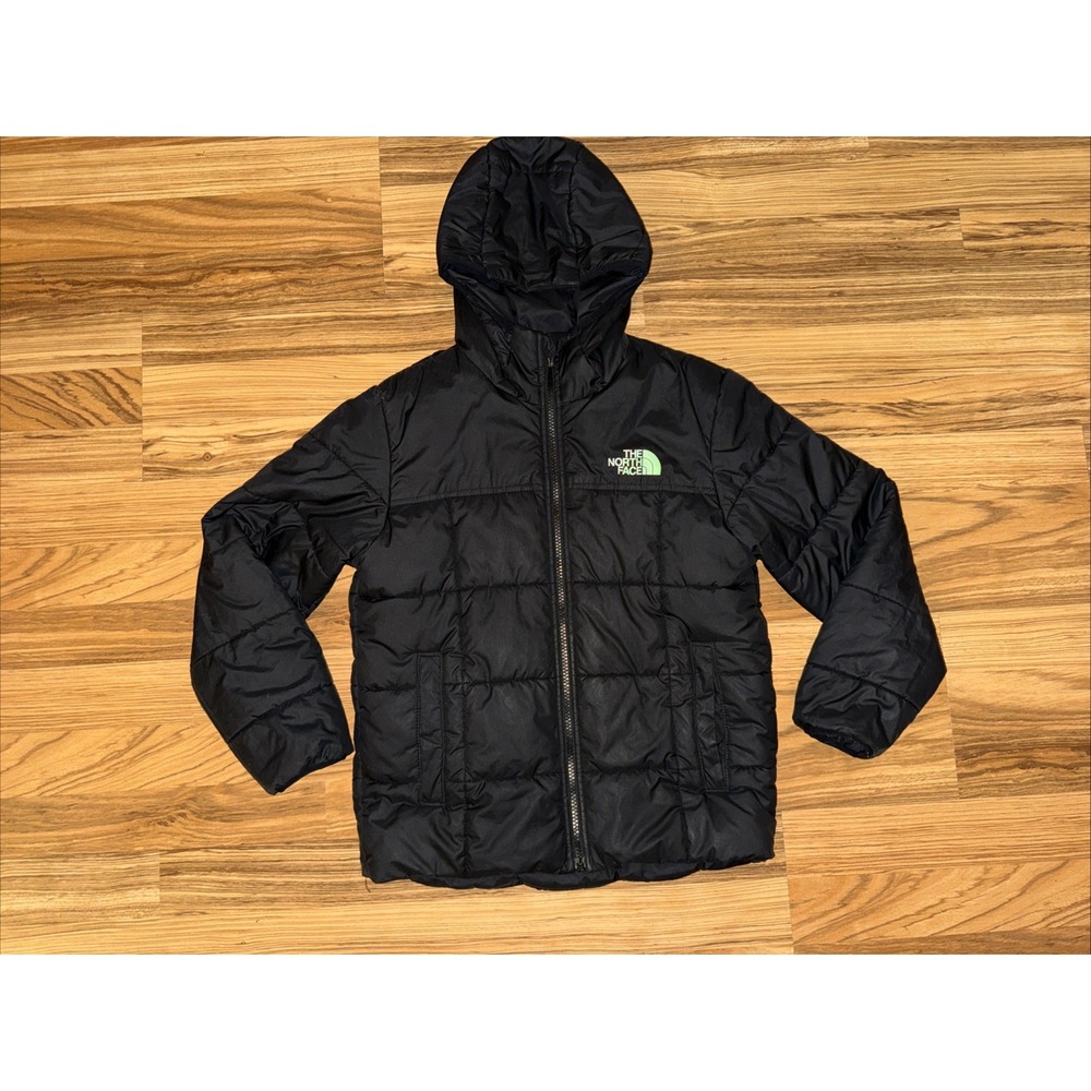The North Face Jacket Youth M 10/12 Black Reversible Full-Zip Hooded Puffer